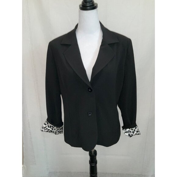 Chico's Black - Animal-Print Lined Blazer/Jacket size 1 Medium - Picture 1 of 5